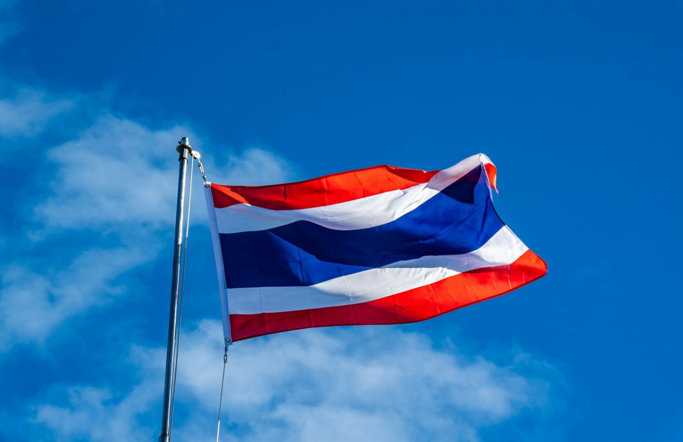 ธงชาติไทยโบกสะบัดบนท้องฟ้า สื่อถึง data residency คือ การเก็บข้อมูลไว้ภายในประเทศไทย