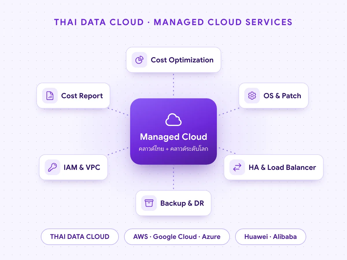 Managed Cloud Services ของ THAI DATA CLOUD ดูแลคลาวด์ คุมค่าใช้จ่าย และสำรองข้อมูล 24/7