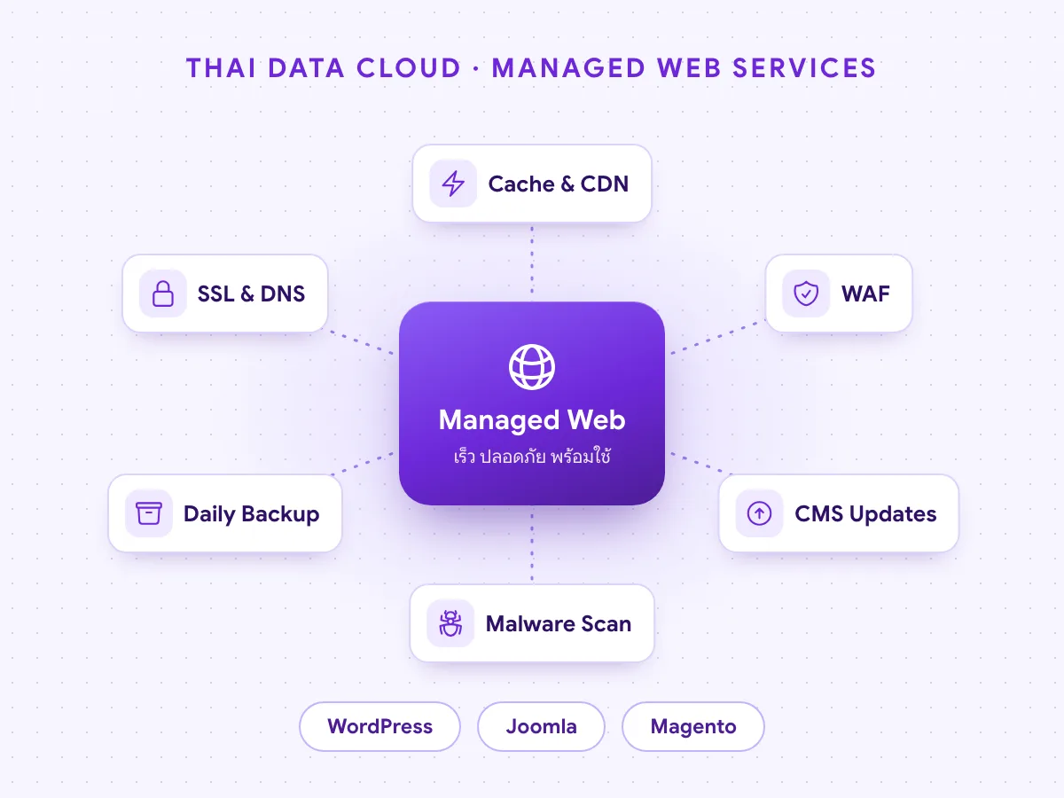 Managed Web Services ของ THAI DATA CLOUD ดูแลความเร็ว ความปลอดภัย และสำรองข้อมูลเว็บไซต์